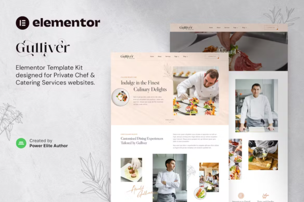 Gulliver – 私人厨师和个人餐饮服务 Elementor 模板套件