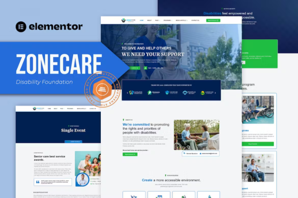 Zonecare – 残疾基金会 Elementor 模板套件