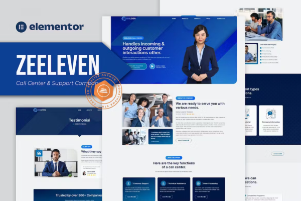 Zeeleven – 呼叫中心和支持公司 Elementor 模板套件