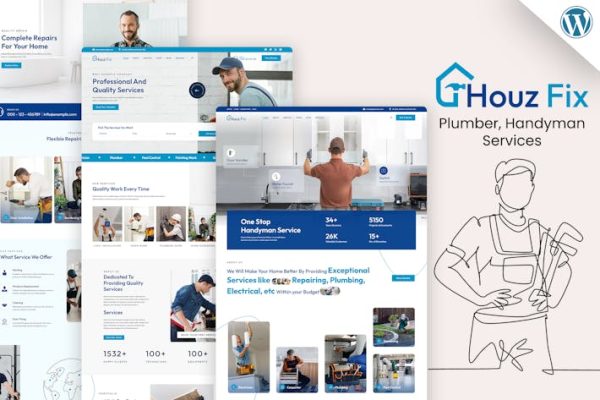 HouzFix—水管工，Handyman WordPress主题 HouzFix – Plumber, Handyman  WordPress Theme 云典WordPress主题