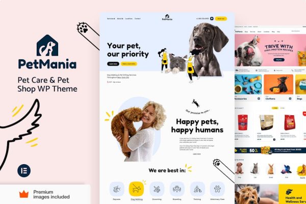 PetMania—宠物护理和商店—Elementor Pro主题 PetMania – Pet Care & Shop – Elementor Pro Theme 云典WordPress主题