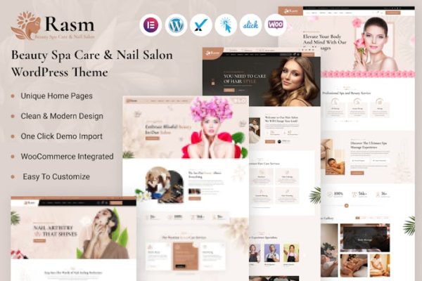RASM-美容水疗护理和美甲沙龙WordPress They Rasm – Beauty Spa Care & Nail Salon WordPress Them 云典WordPress主题