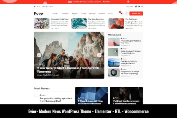 Evior—现代杂志WordPress主题 Evior – Modern Magazine WordPress Theme 云典WordPress主题
