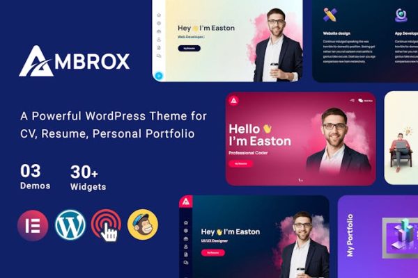 Ambrox—个人档案馆简历主题 Ambrox – Personal Portfolio Resume Theme 云典WordPress主题