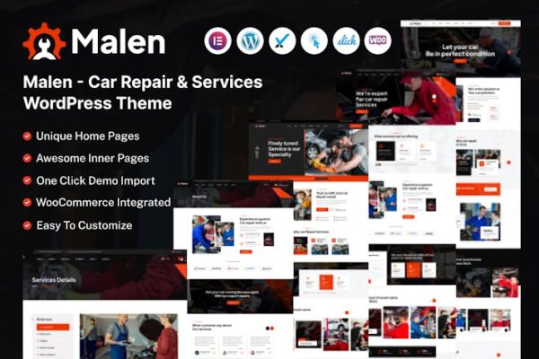 Malen—汽车服务&维修WordPress主题 Malen – Car Service & Repair WordPress Theme 云典WordPress主题