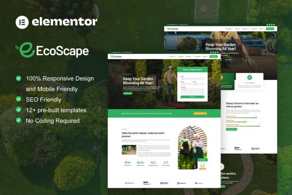EcoScape – 园艺和景观 Elementor Pro 模板套件