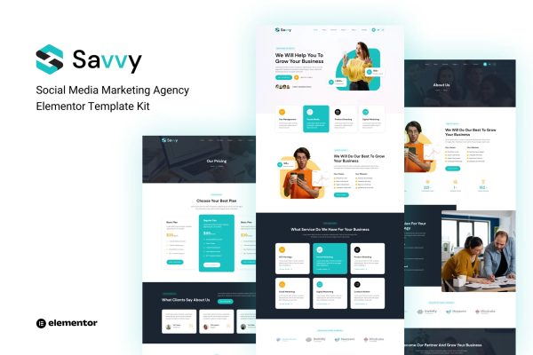Savvy – 社交媒体营销机构 Elementor 模板套件