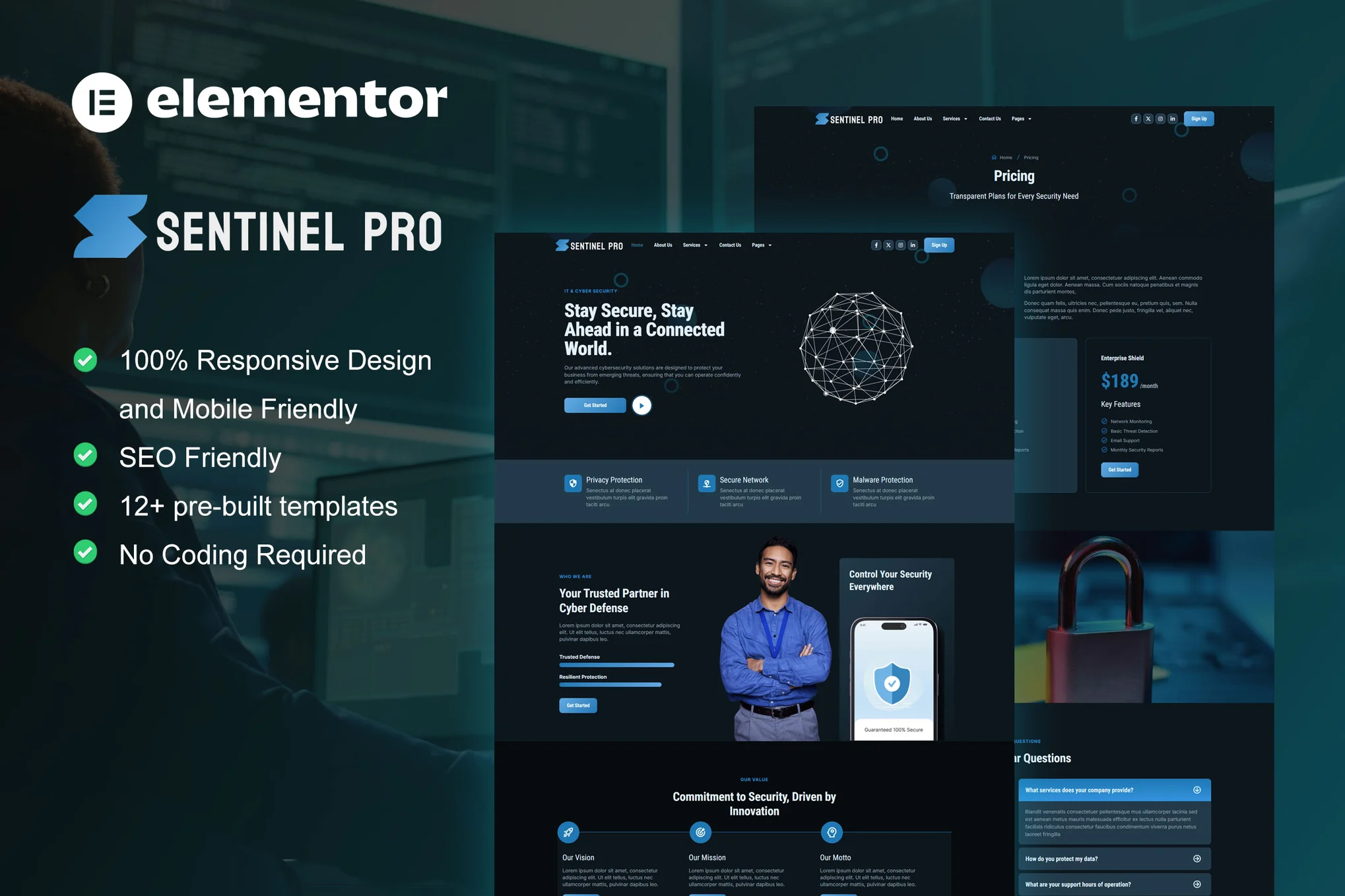 Sentinel – 网络安全服务 Elementor Pro 模板套件