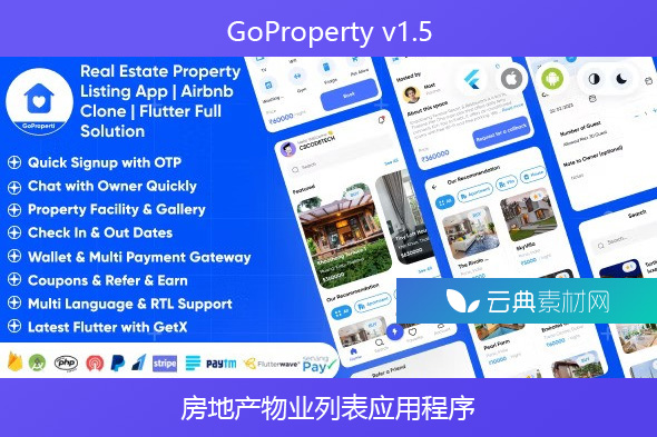 GoProperty v1.5 – 房地产物业列表应用程序 | 租赁-交换-购买 | Airbnb 克隆 | 完整解决方案