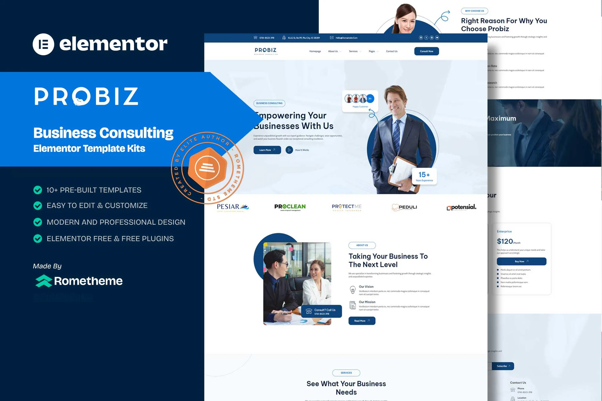 Probiz – 商业咨询 Elementor 模板套件