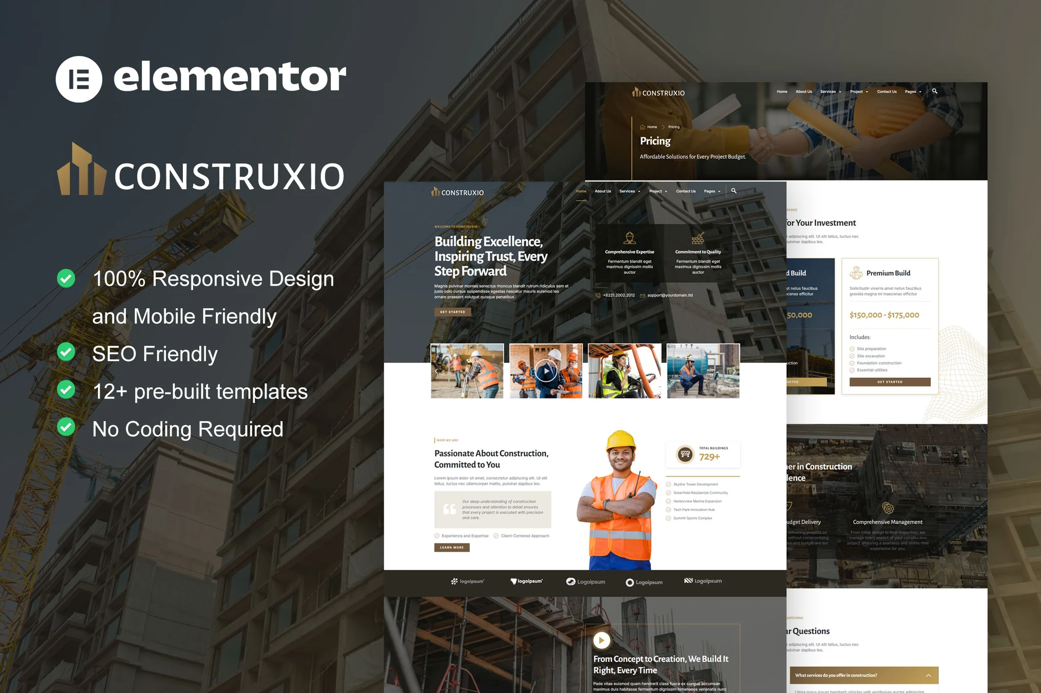 Construxio – 建筑与建筑公司 Elementor Pro 模板套件
