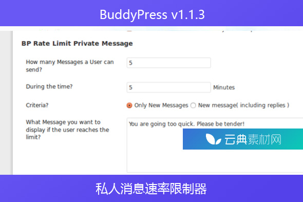 BuddyPress v1.1.3 – 私人消息速率限制器