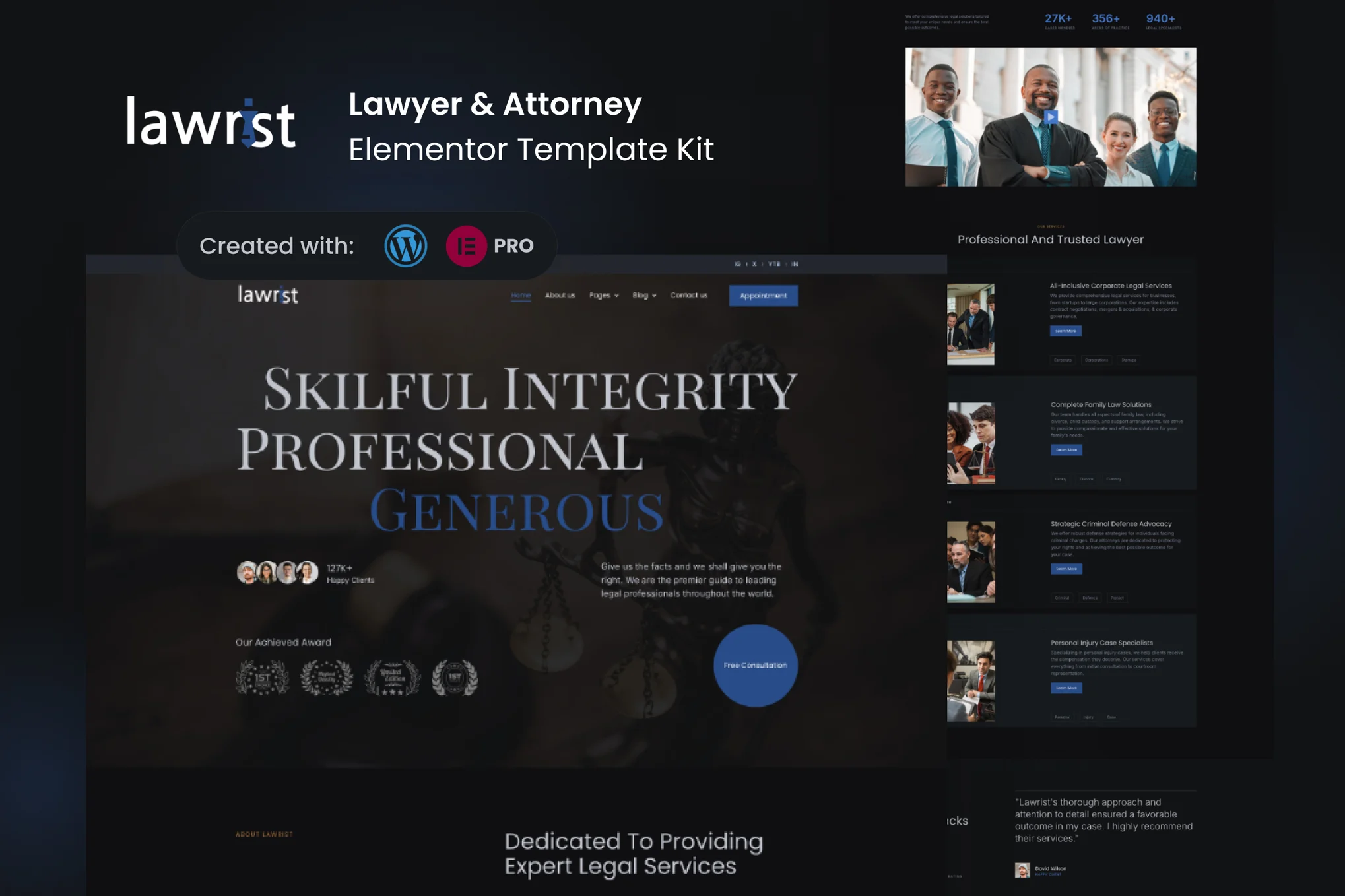 Lawrist – 律师和律师 Elementor Pro 模板套件