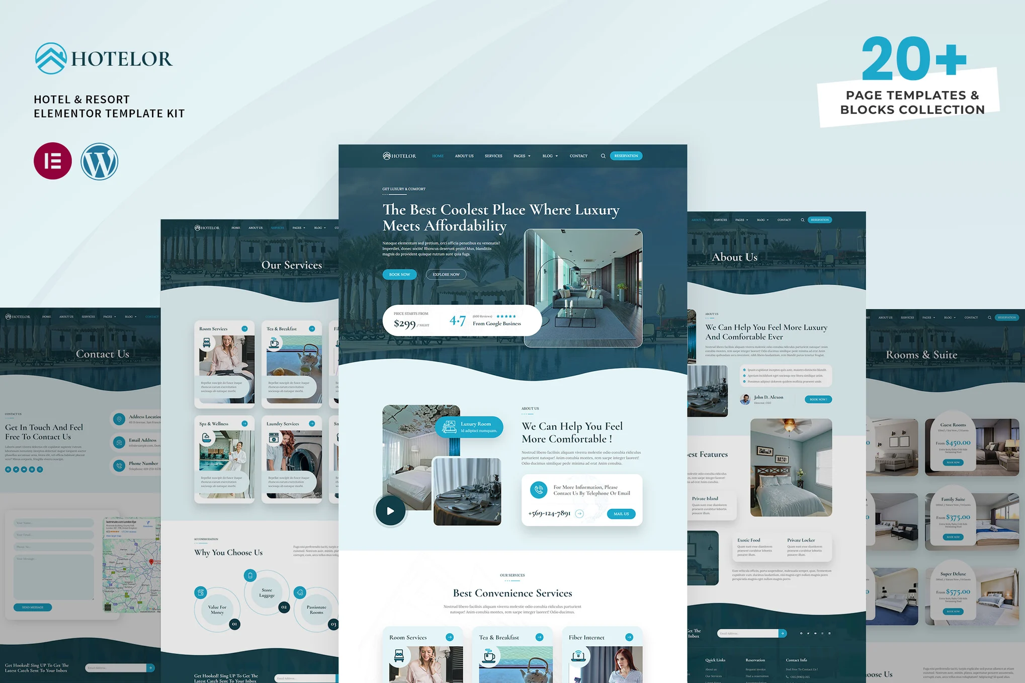 Hotelor – 酒店和度假村 Elementor Pro 模板套件