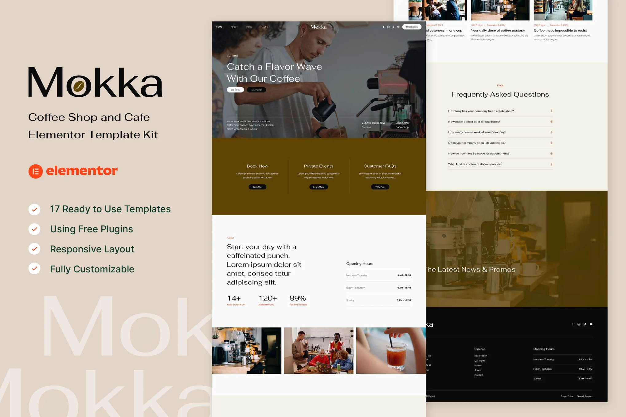 Mokka – 咖啡店和咖啡馆 Elementor 模板套件