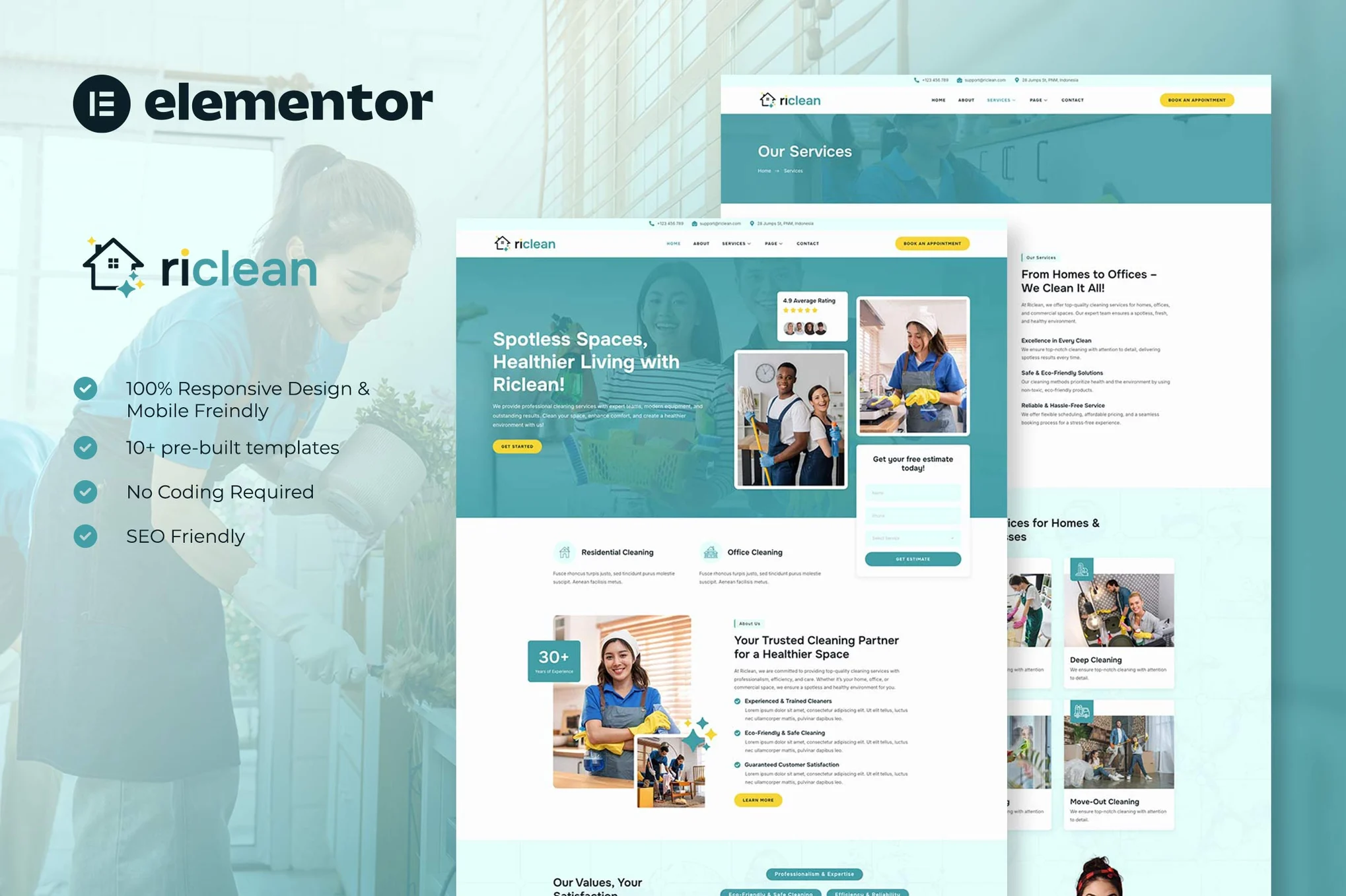 Riclean – 清洁服务公司 Elementor 模板套件