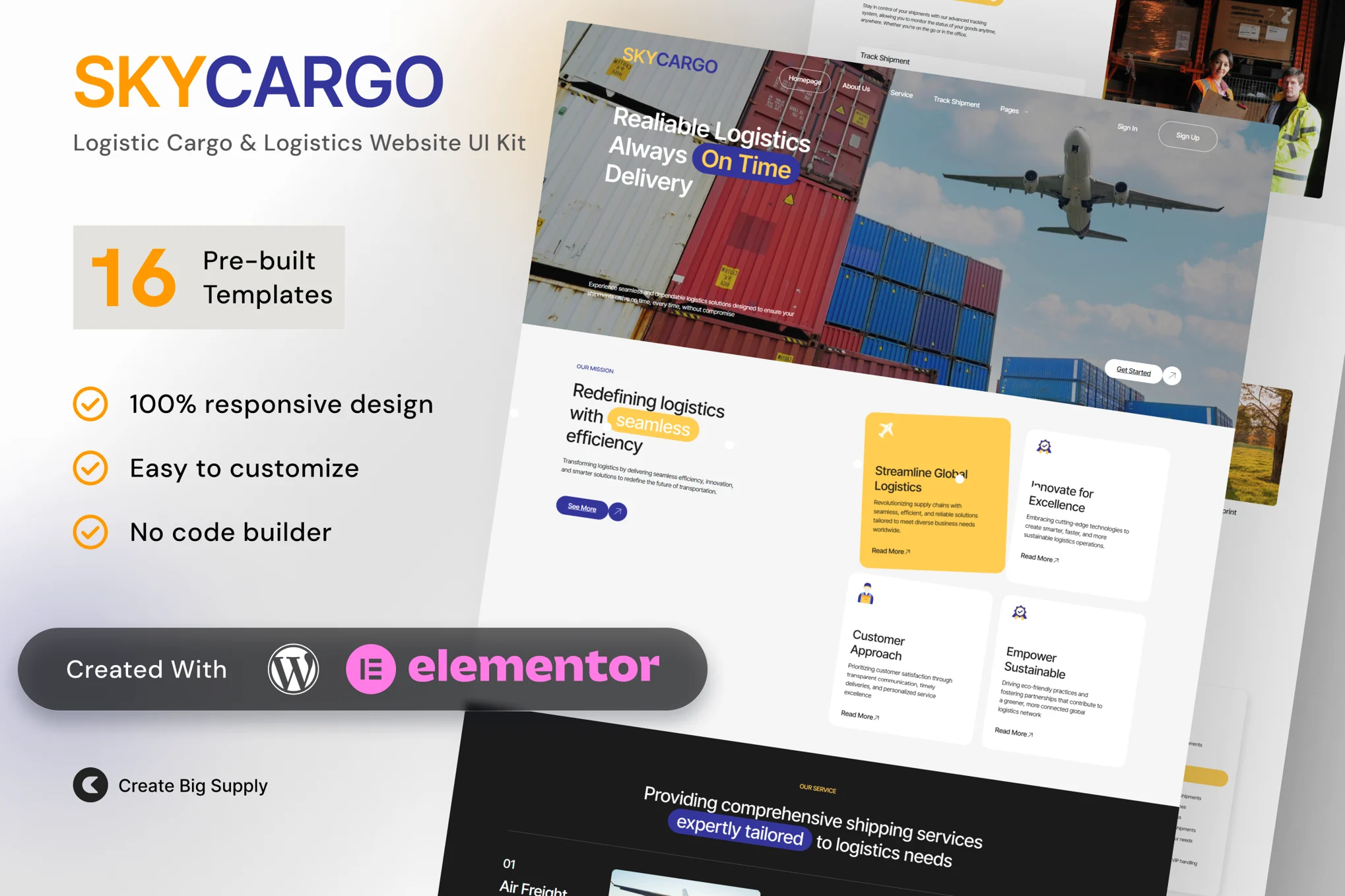 Skycargo – 物流货物和物流 Elementor 模板套件