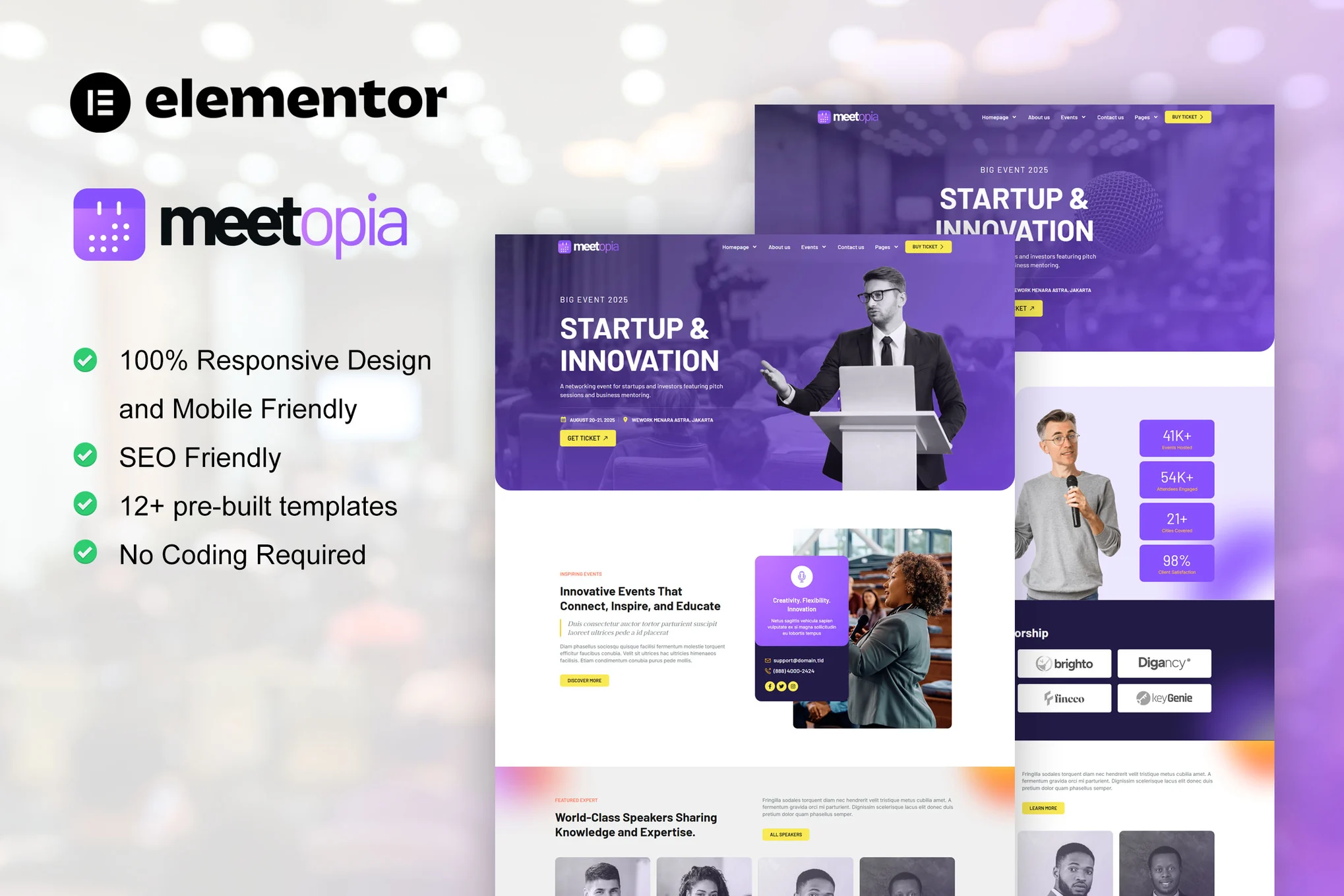 Meetopia – 活动和会议 Elementor Pro 模板套件