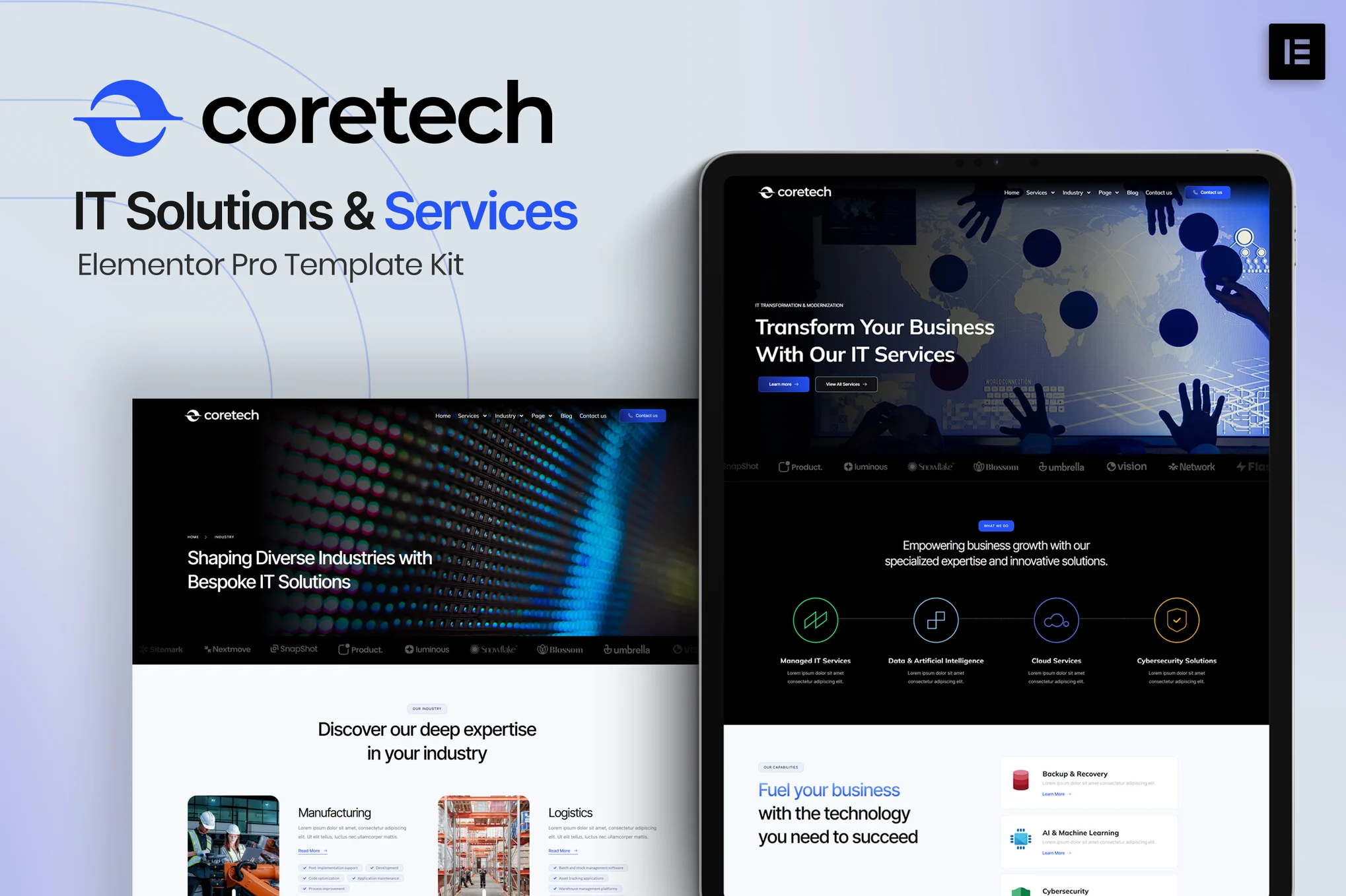 Coretech – IT 解决方案和服务 Elementor Pro 模板套件