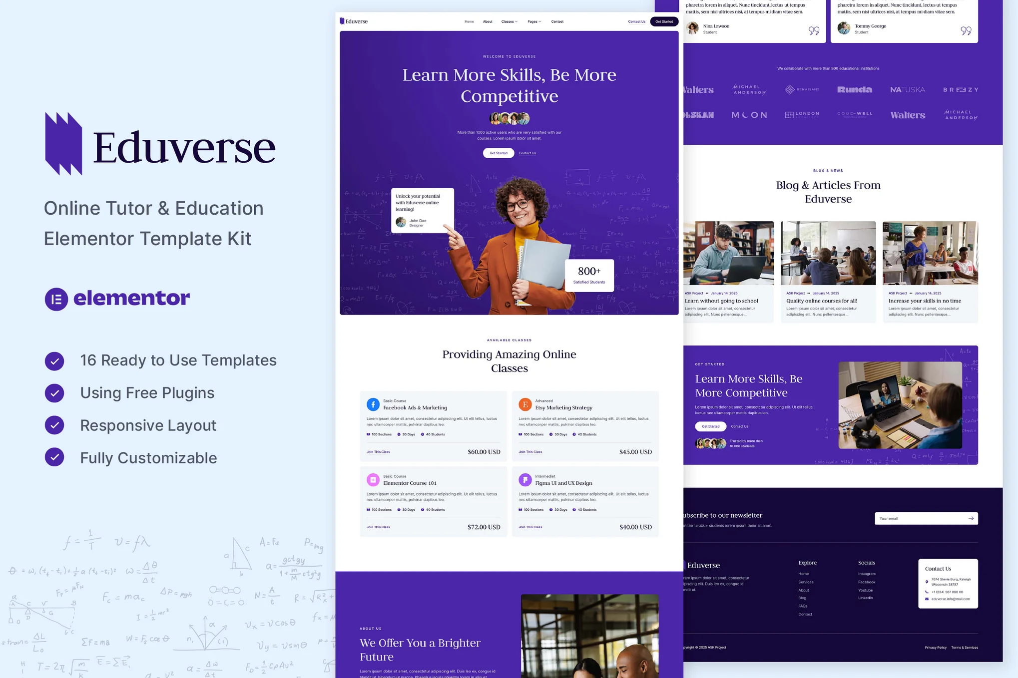 Eduverse – 在线导师和教育 Elementor 模板套件