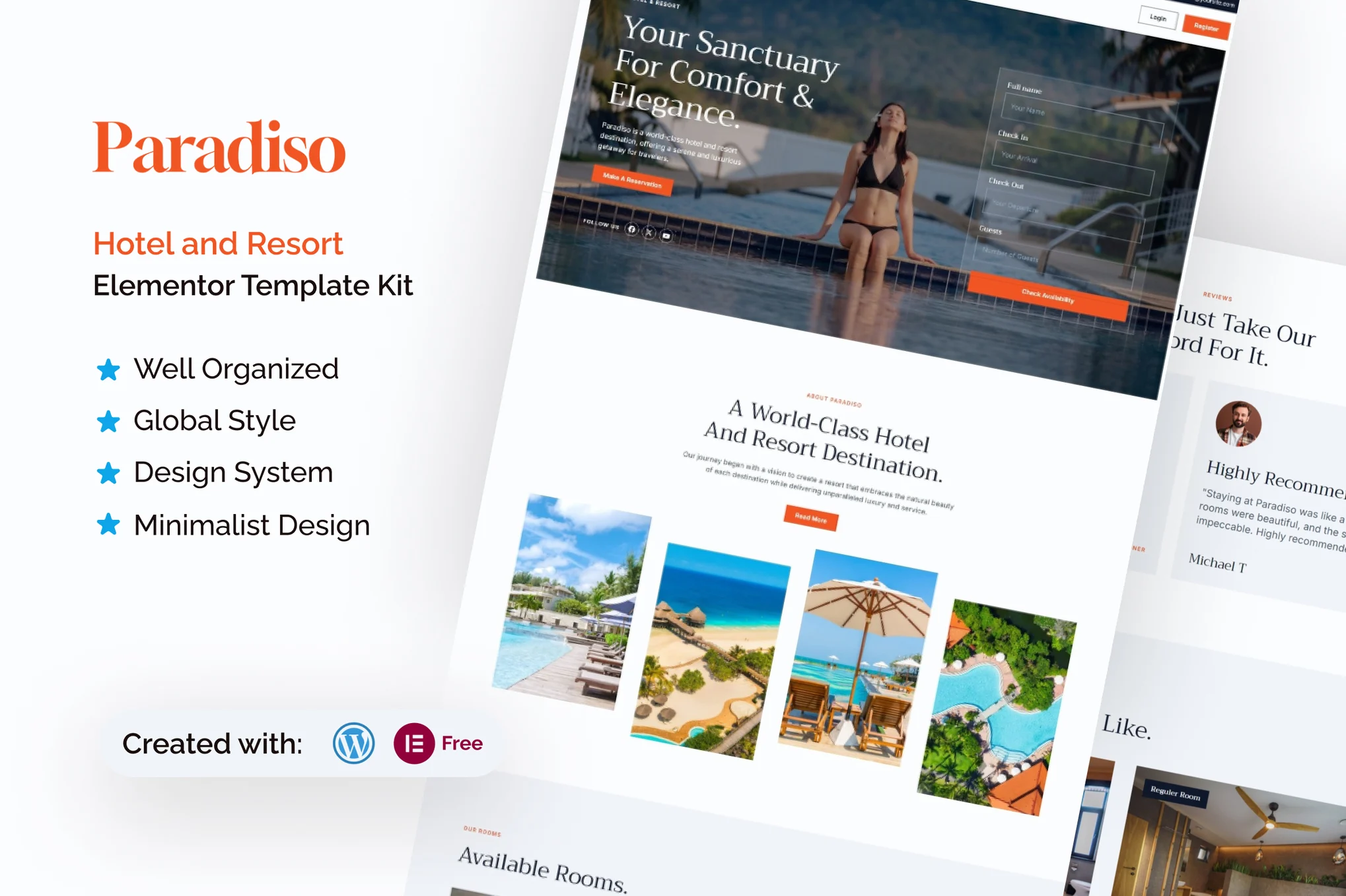 Paradiso – 酒店和度假村 Elementor 模板套件