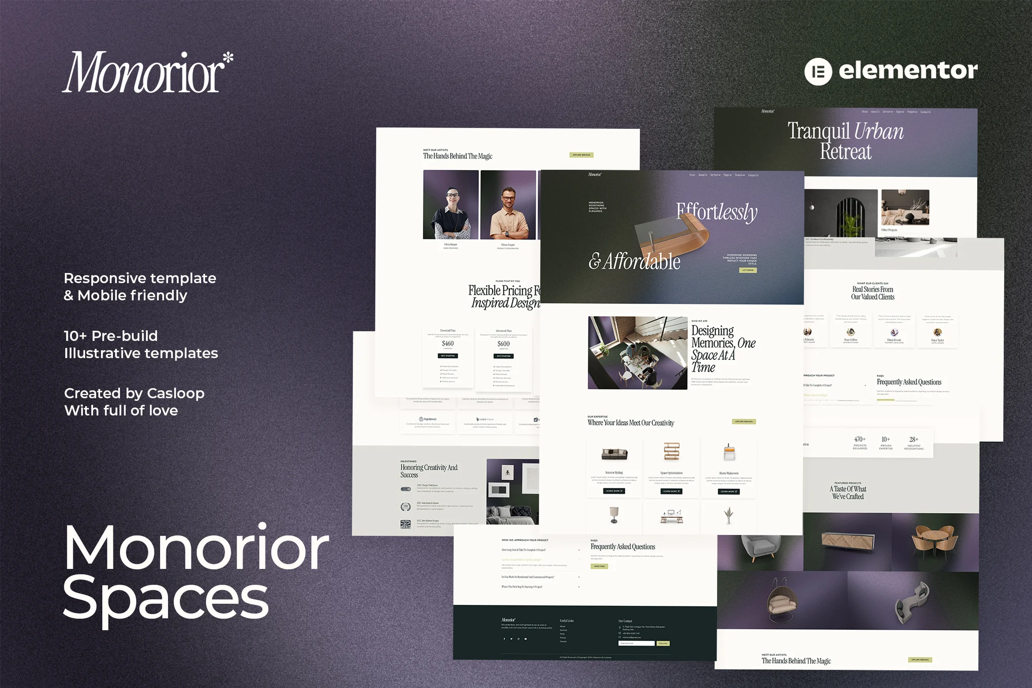 Monorior Space – 渐变室内 Elementor 模板套件