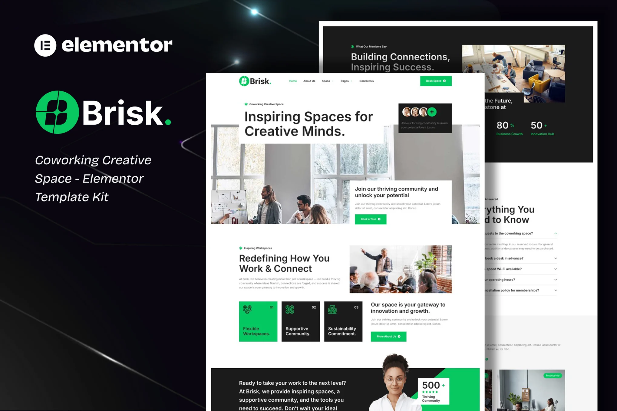 Brisk – 联合办公创意空间 Elementor 模板套件