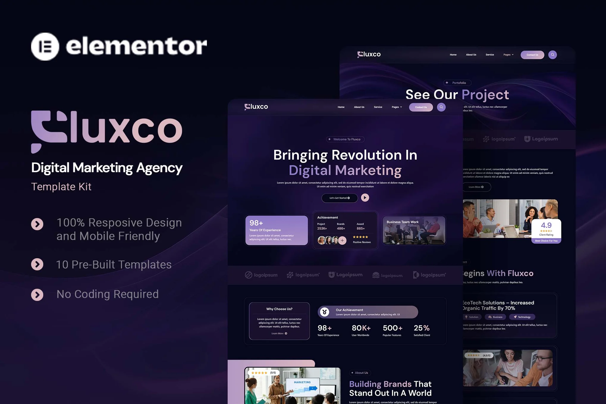 Fluxco – 数字营销机构 Elementor 模板套件