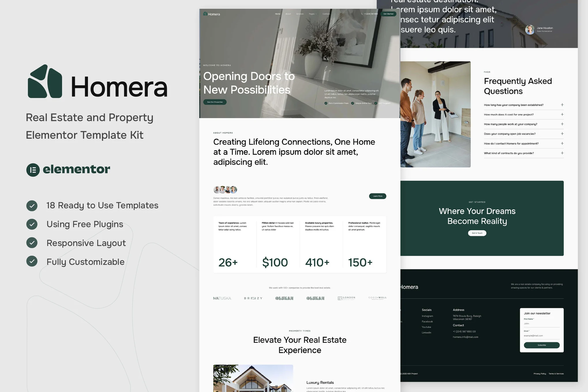 Homera – 房地产 & 物业 Elementor 模板套件