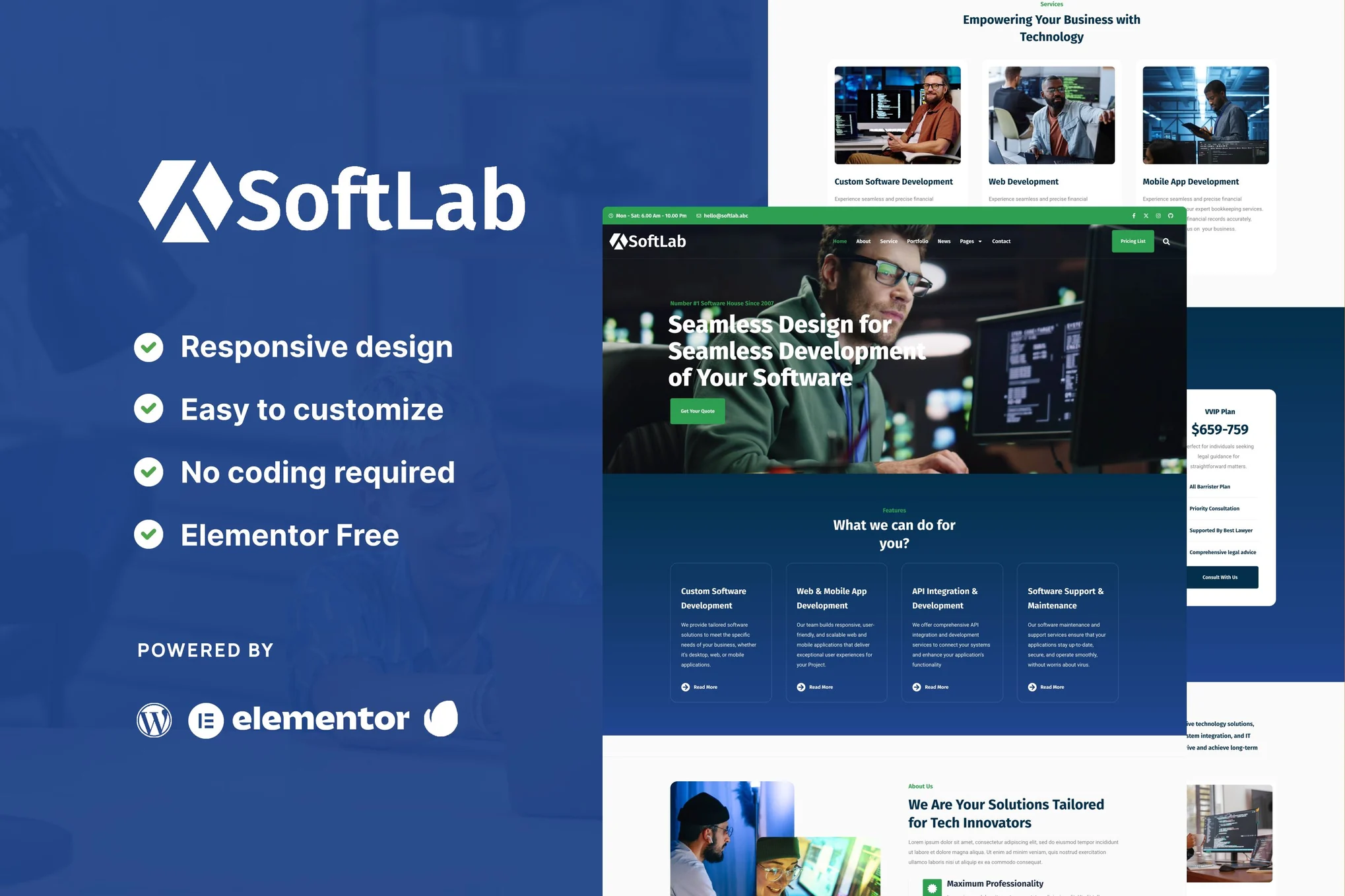 SoftLab – 技术和软件 SaaS Elementor Pro 模板套件