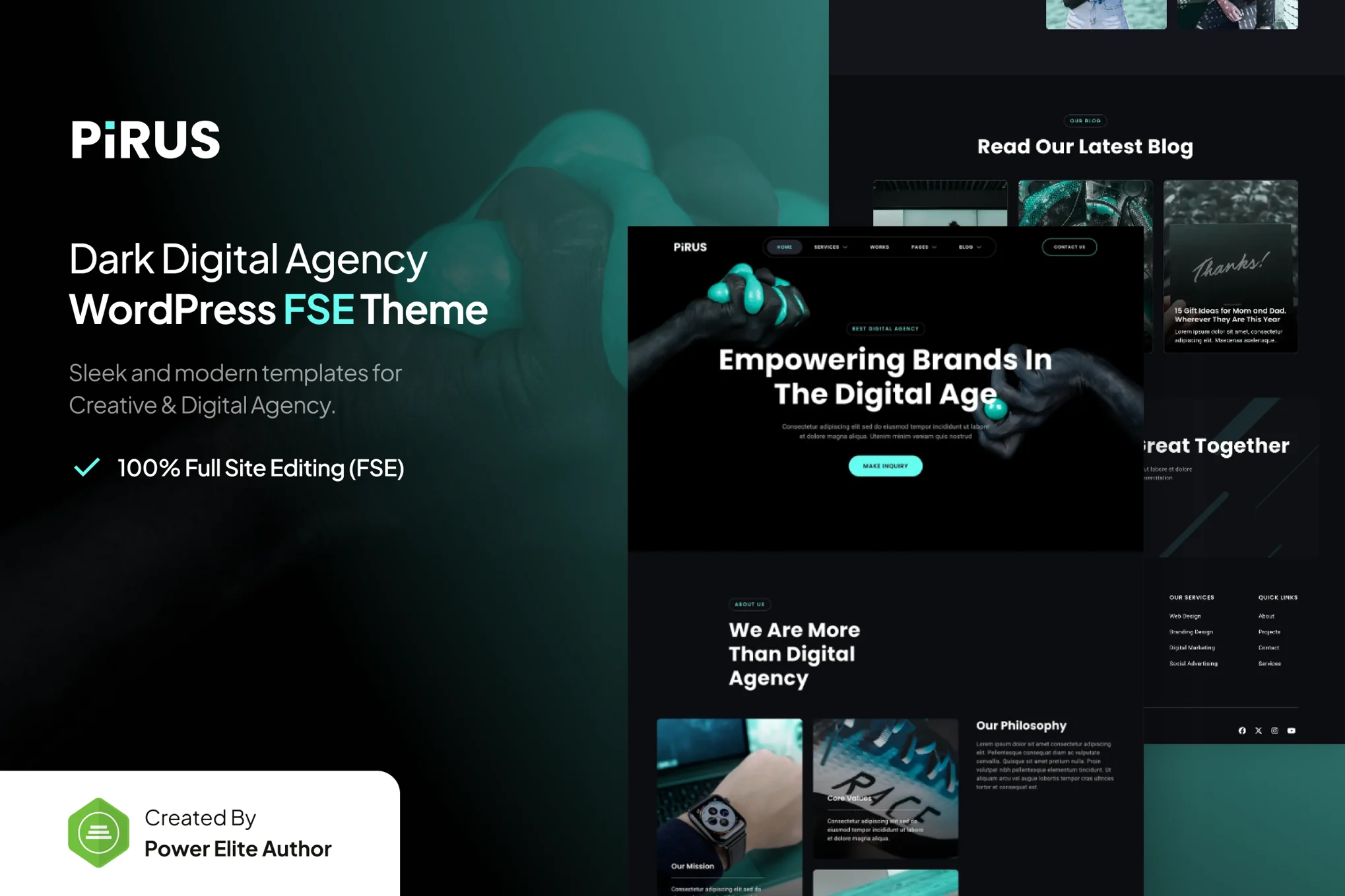 Pirus – Dark Digital Agency FSE WordPress 主题