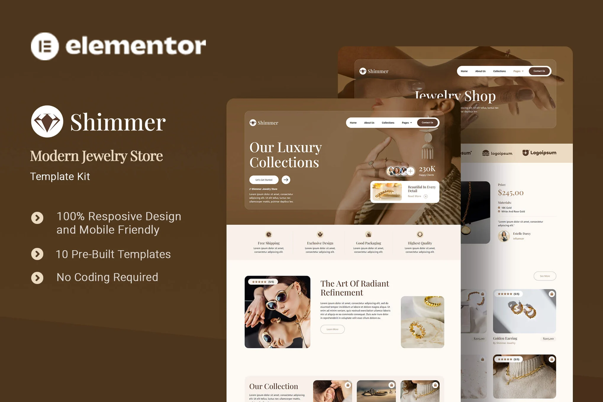 Shimmer – 现代珠宝店 Elementor 模板套件