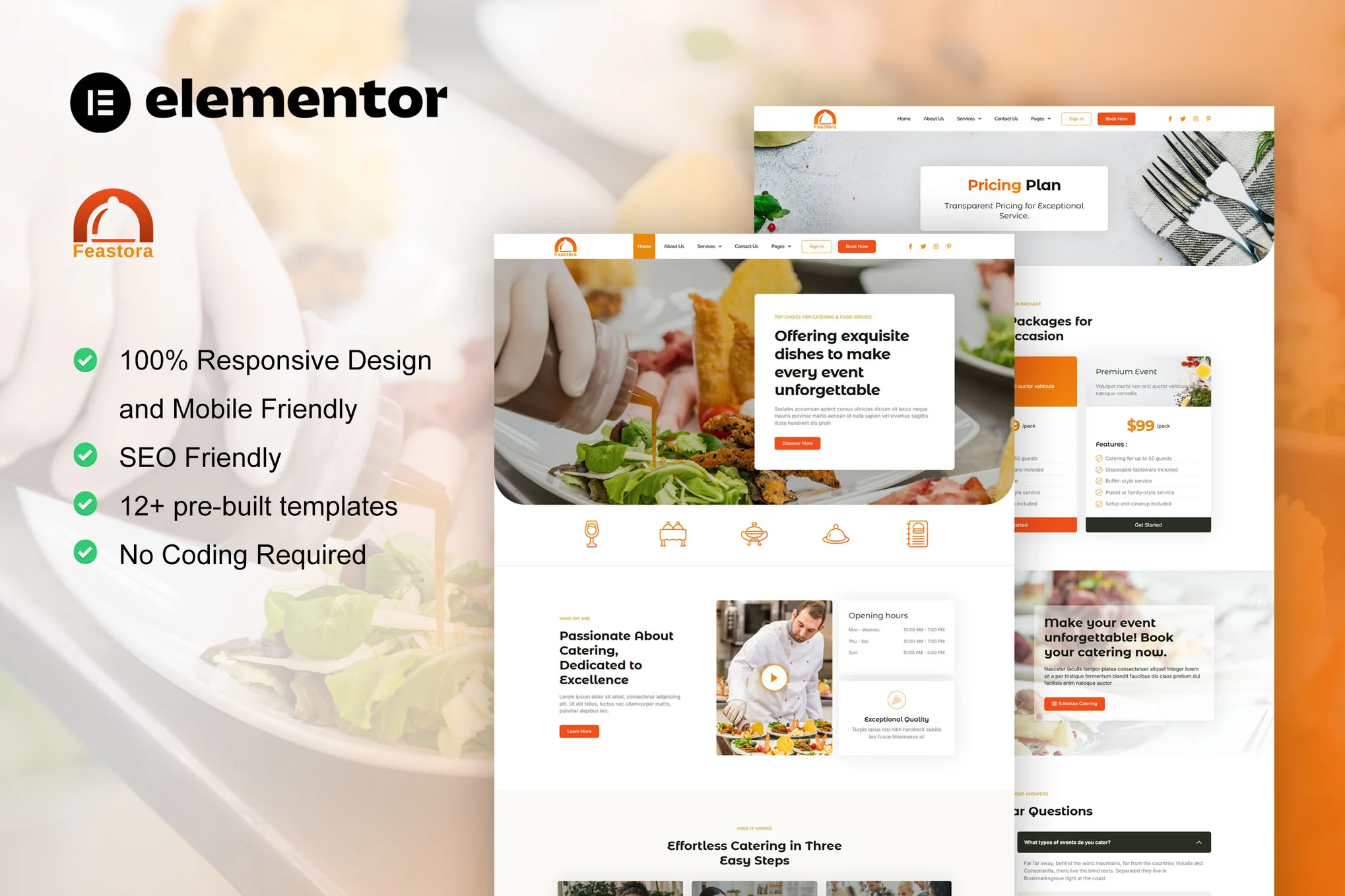 Feastora – 餐厅和餐饮服务 Elementor 模板套件