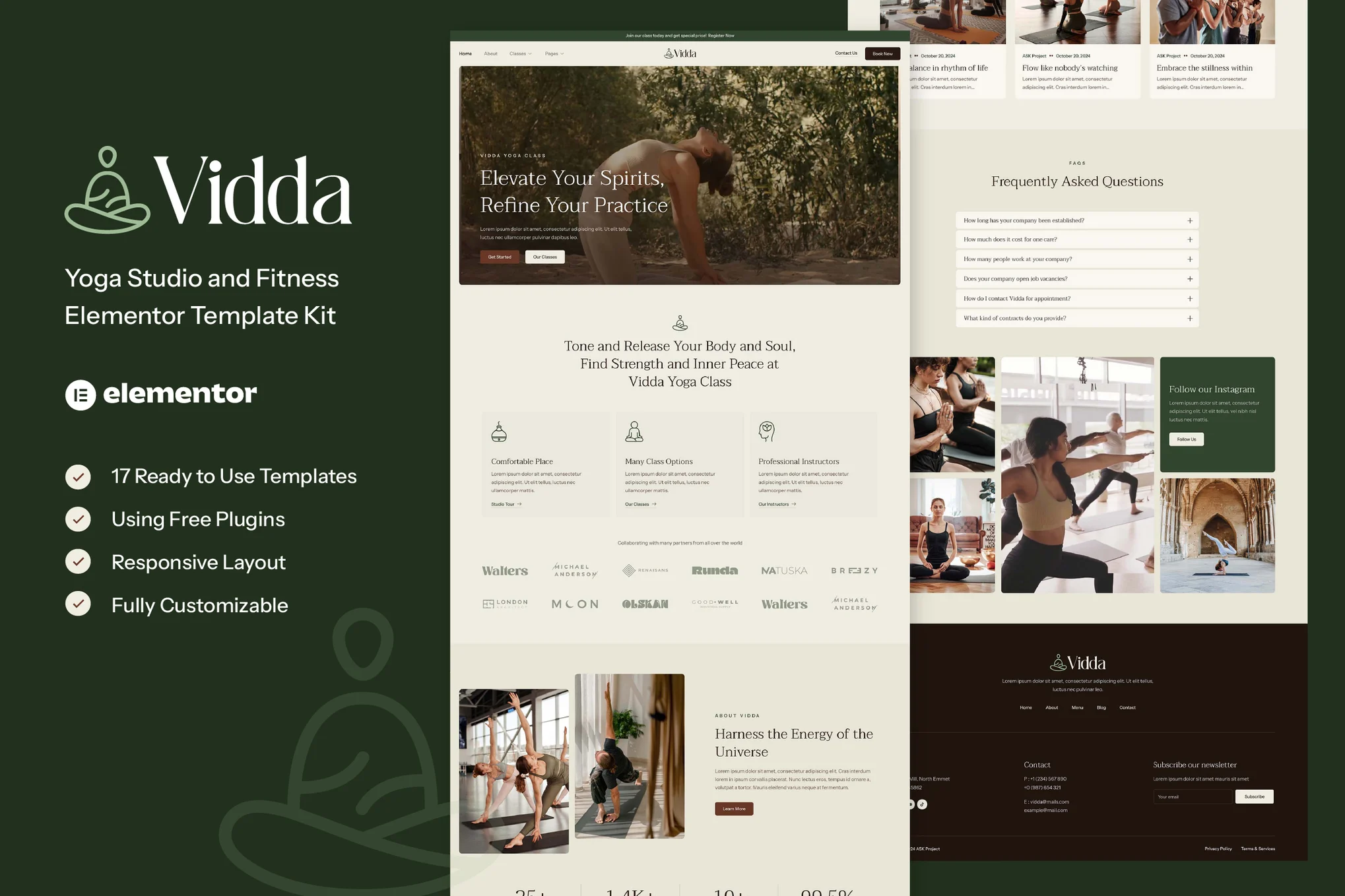 Vidda – 瑜伽工作室和健身 Elementor 模板套件