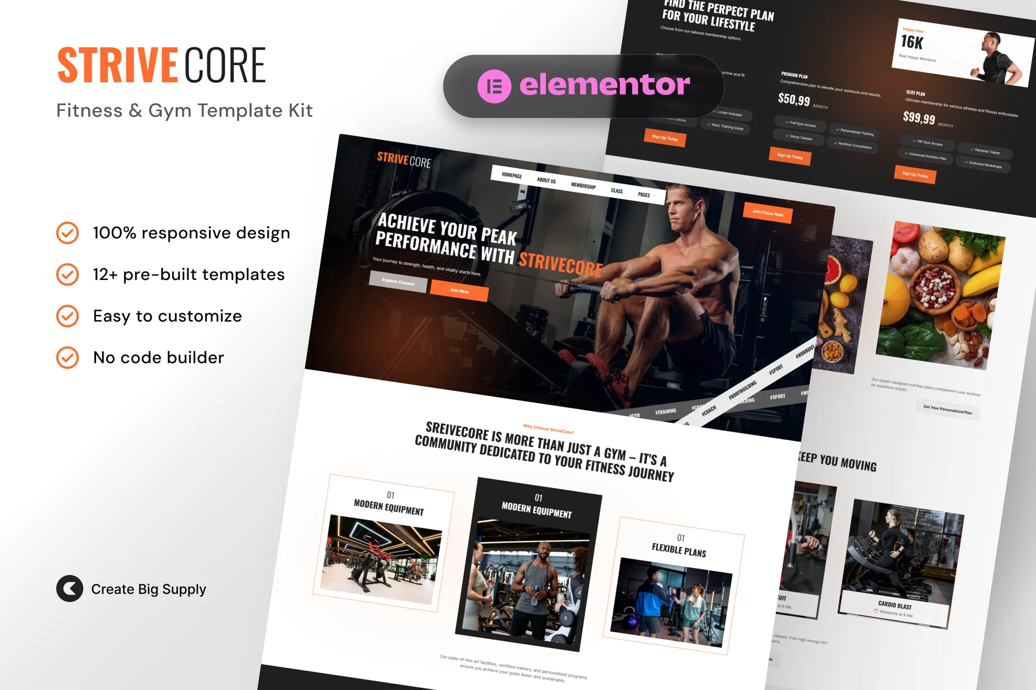 StriveCore – 健身和健身房 Elementor 模板套件