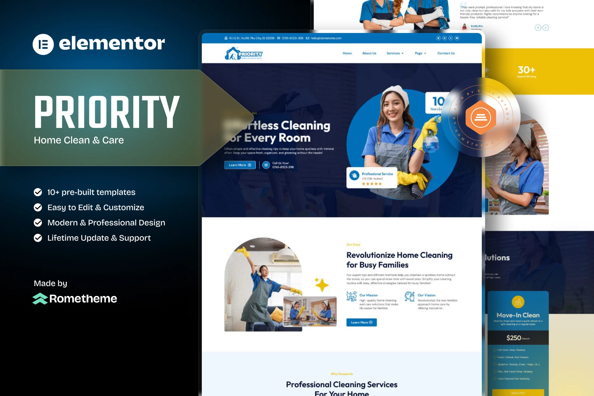 Priority – 家庭清洁和护理 Elementor 模板套件