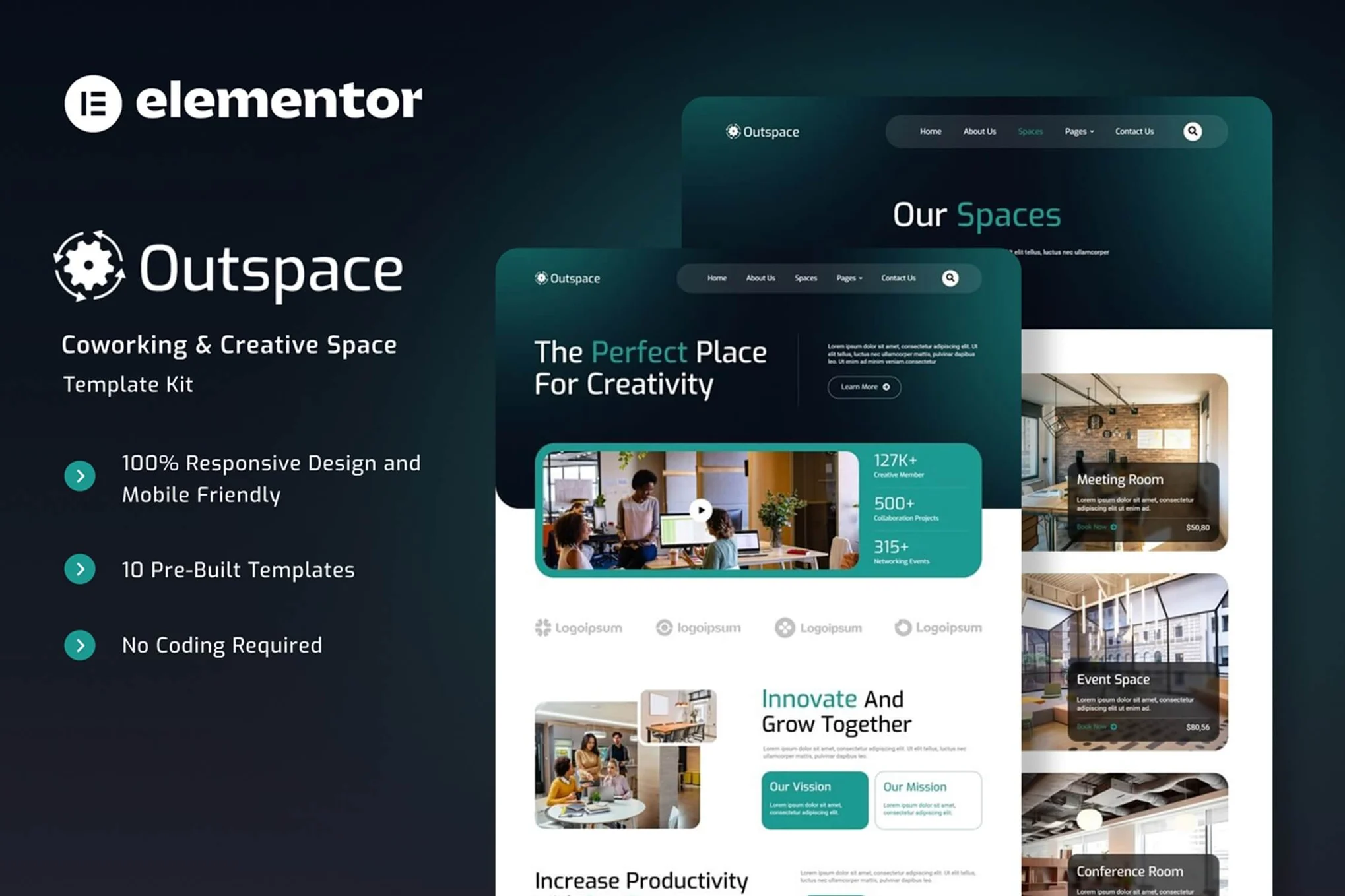 Outspace – 联合办公和创意空间 Elementor 模板套件