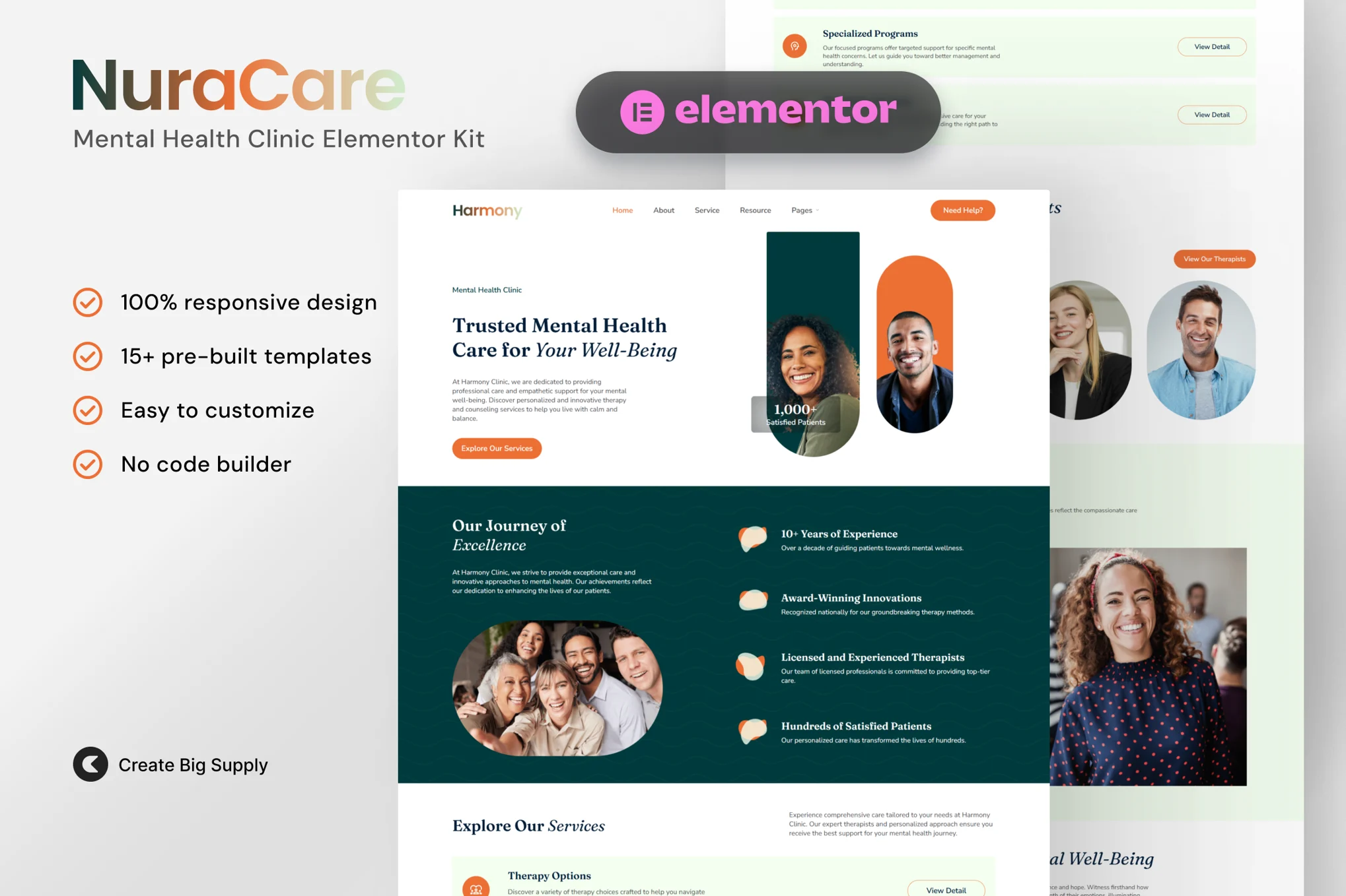 NuraCare-心理健康诊所 Elementor 模板套件