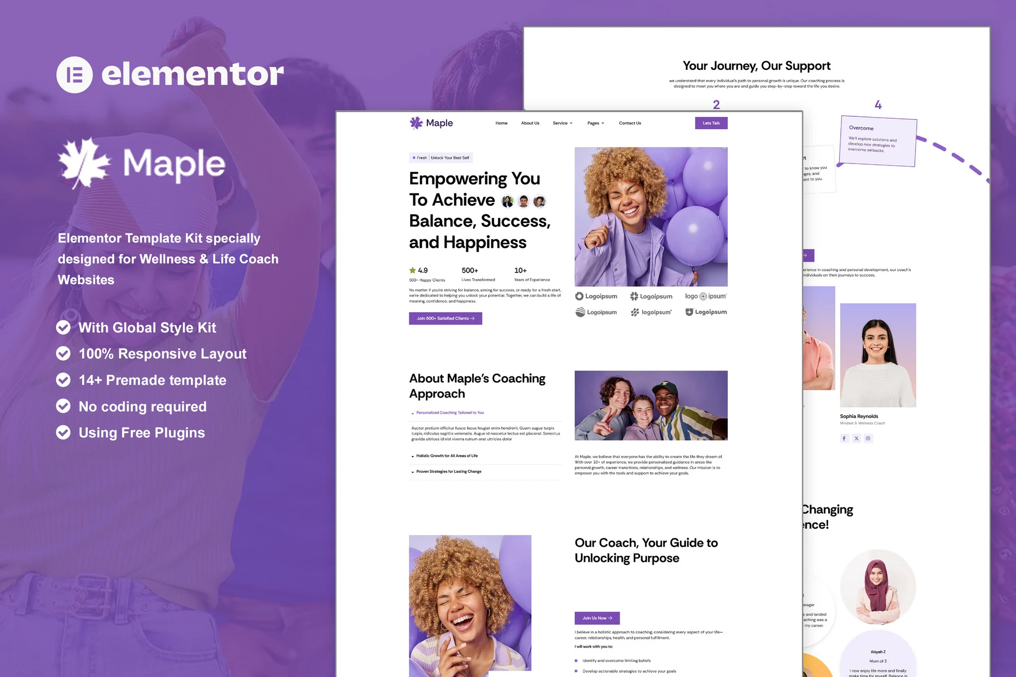 Maple – 健康与生活方式指导 Elementor 模板套件