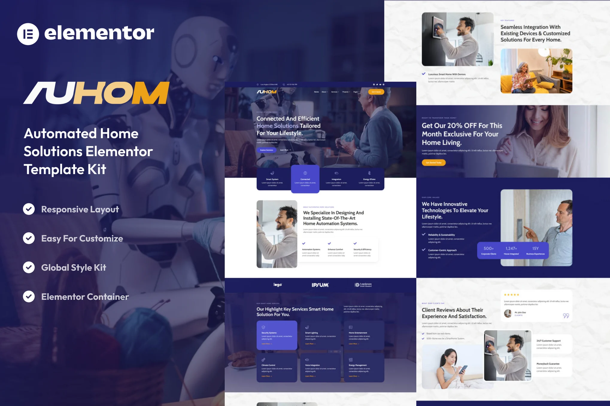 Auhom-智能家居自动化 Elementor 模板套件