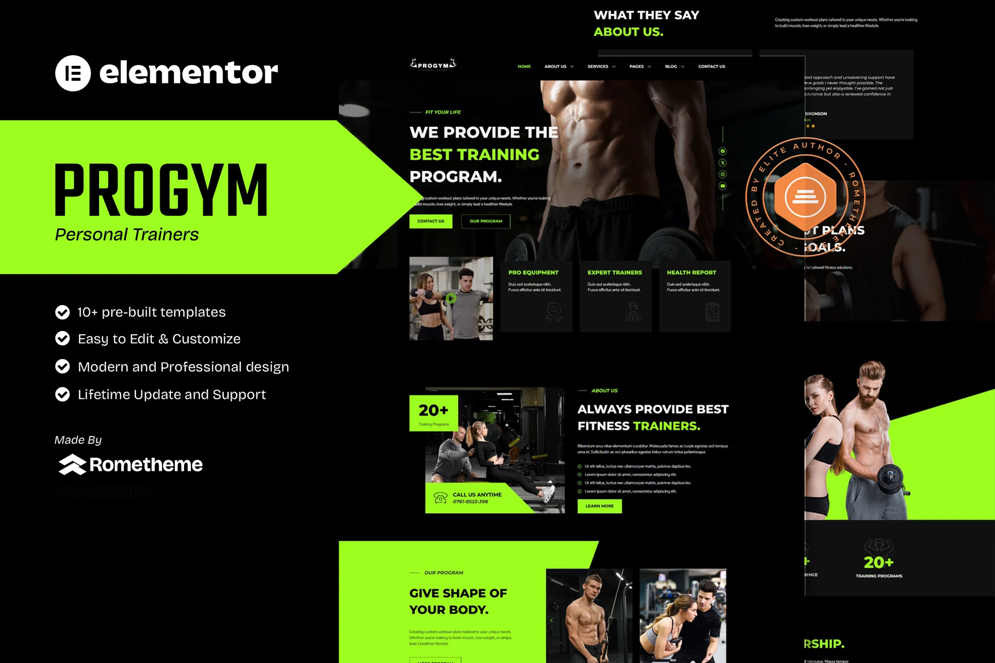 Progym – 私人教练和健身 Elementor 模板套件