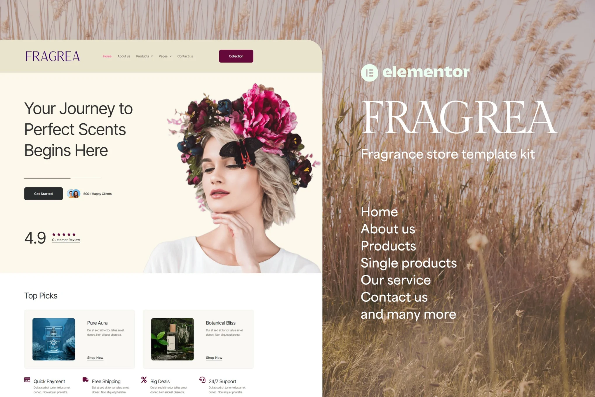Fragrea – 香水店 Elementor 模板套件