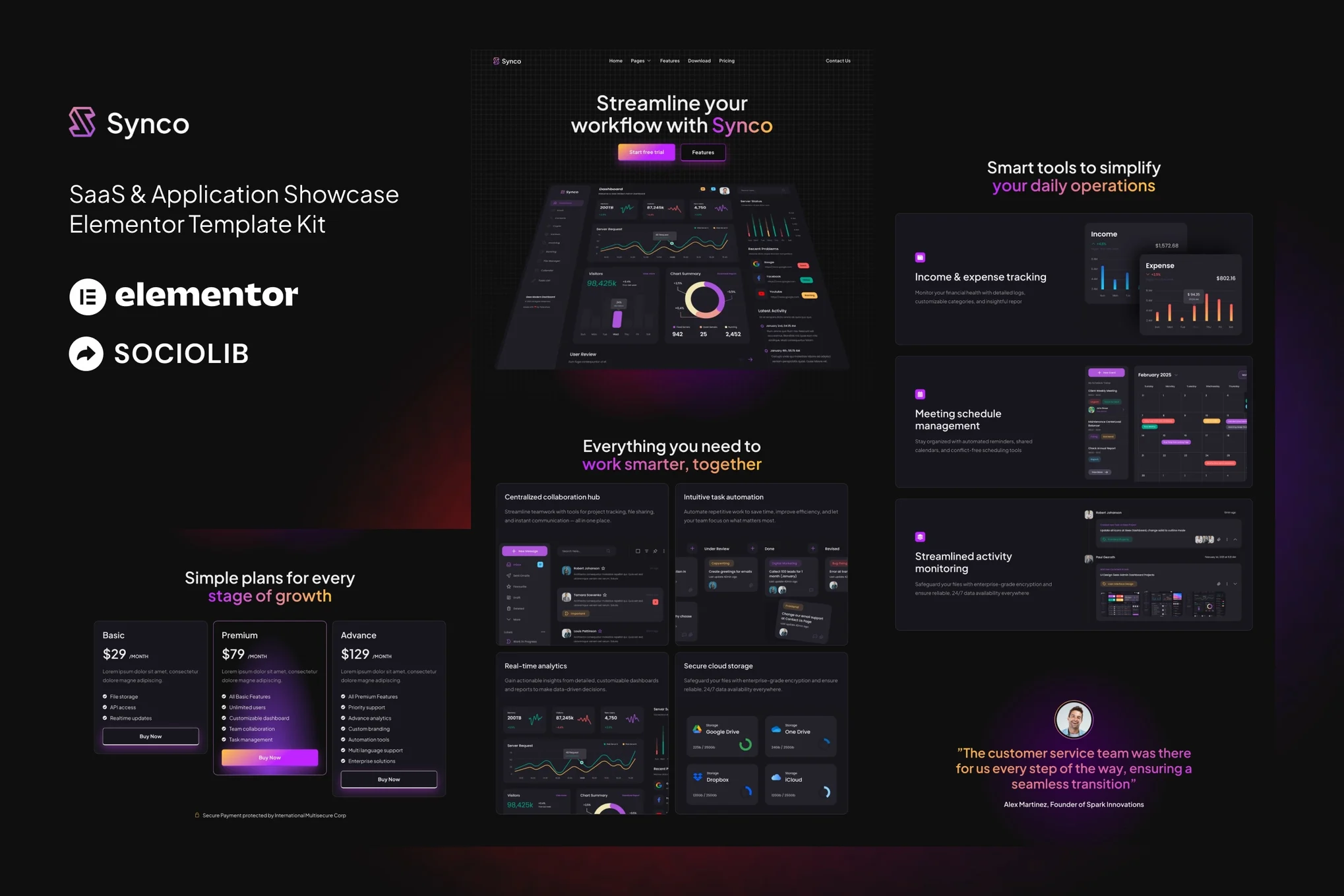 Synco – SaaS 和软件展示 Elementor 模板套件