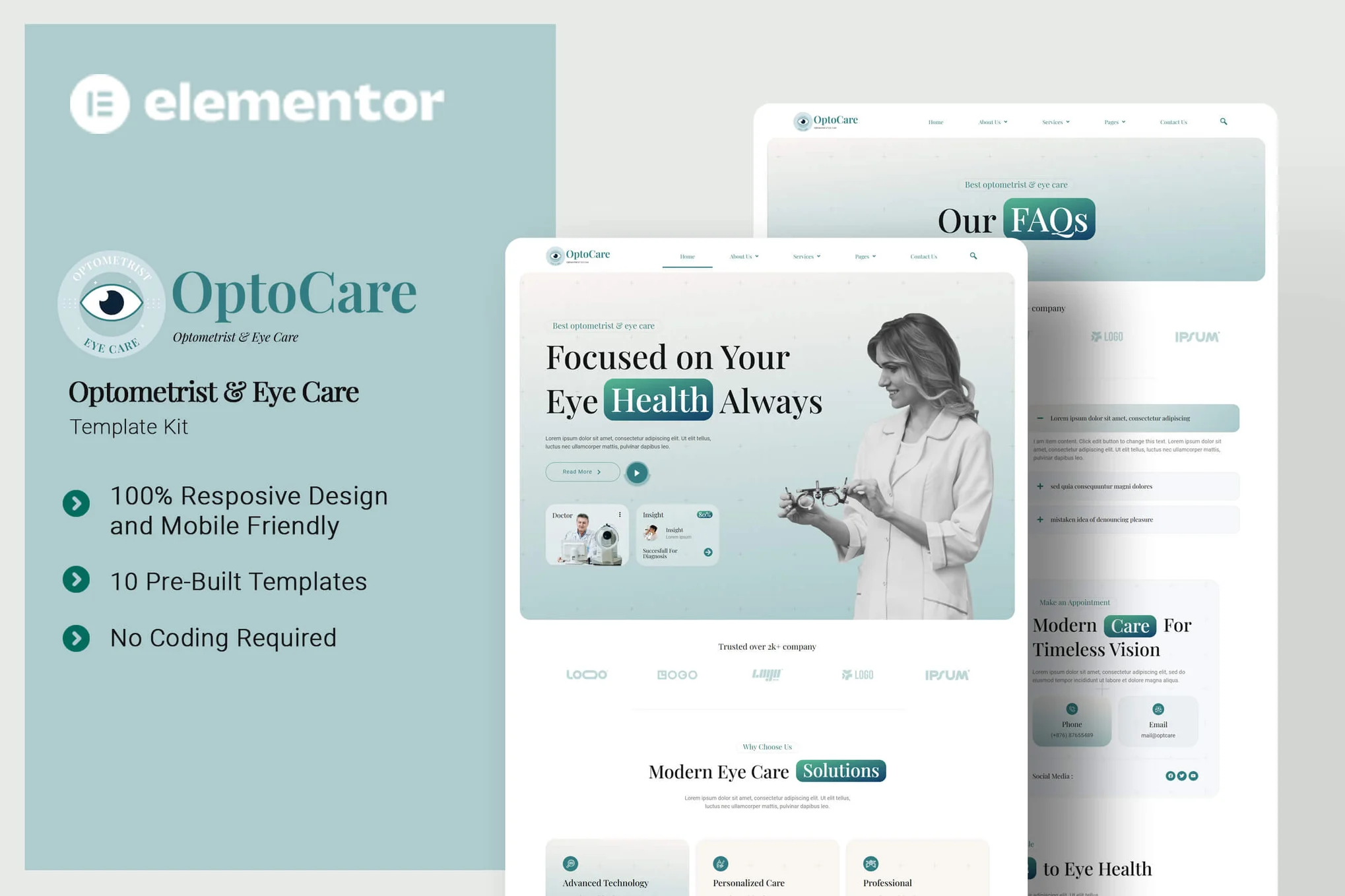 Optocare – 验光师和眼部护理 Elementor 模板套件