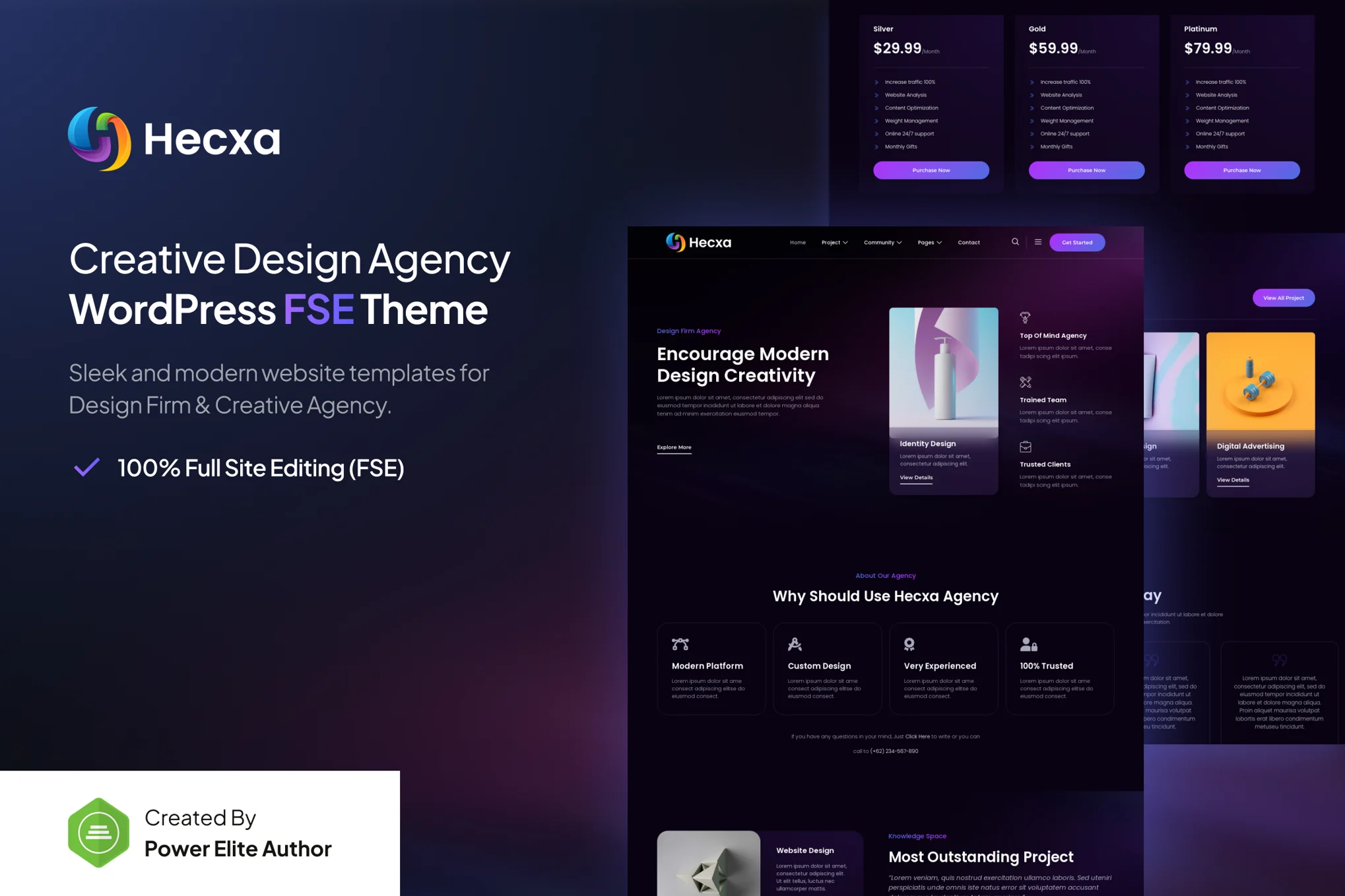 Hecxa – 创意设计机构 FSE WordPress 主题