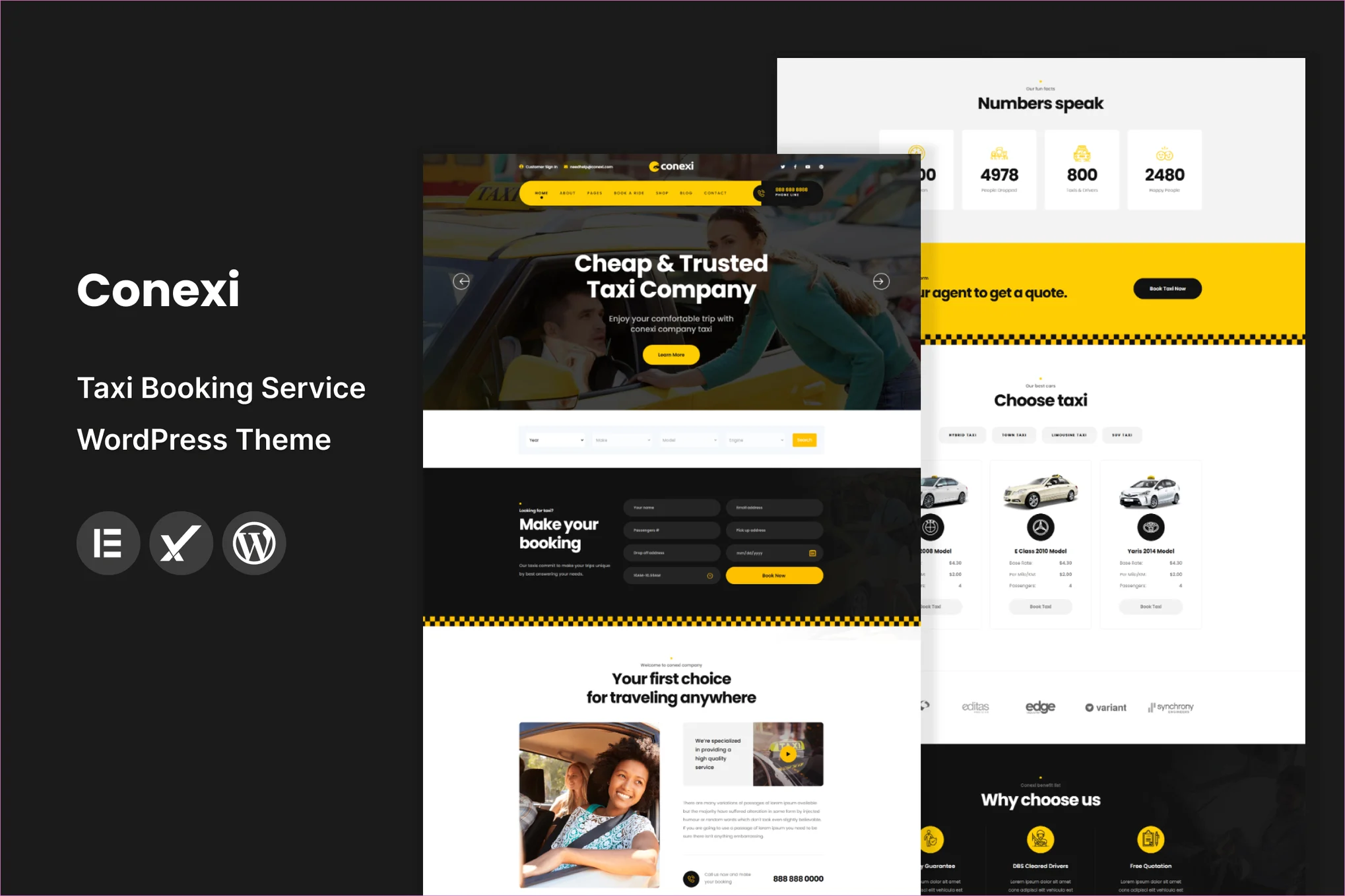 Conexi-出租车预订服务 WordPress 主题