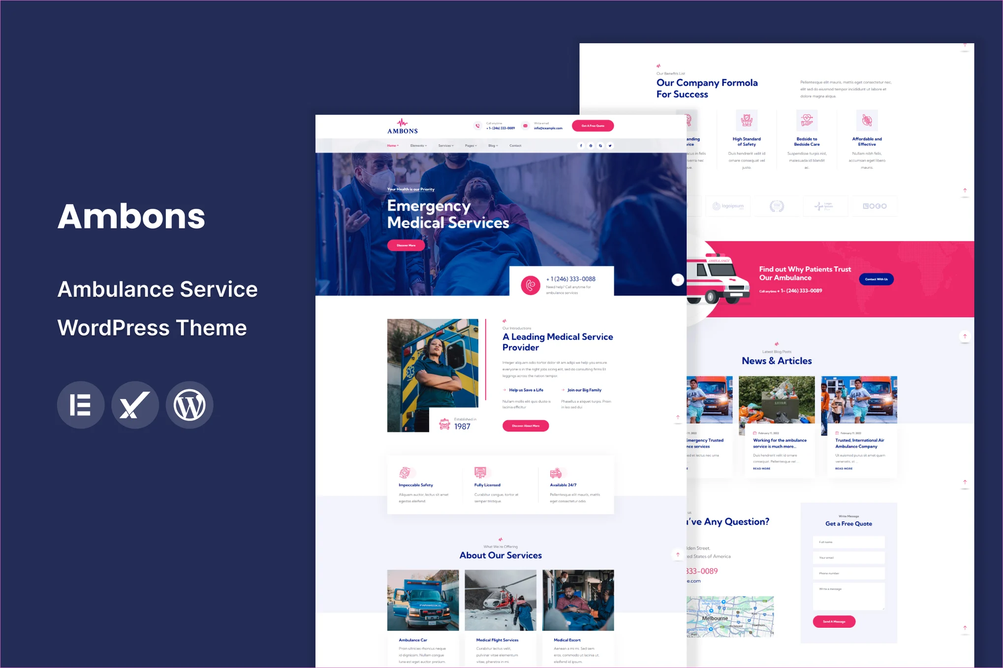 Ambons – 救护车服务 WordPress 主题