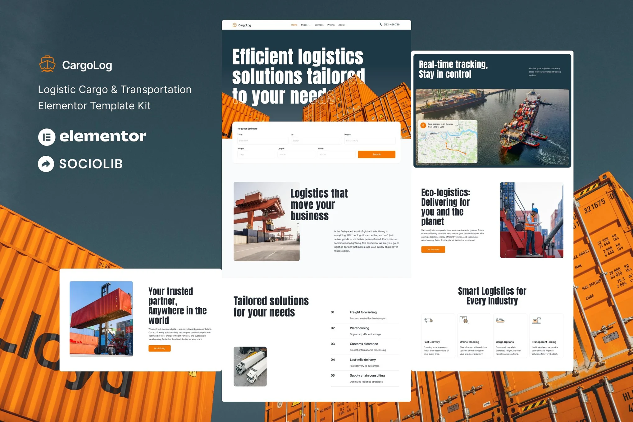 CargoLog – 物流货物和运输 Elementor 模板套件