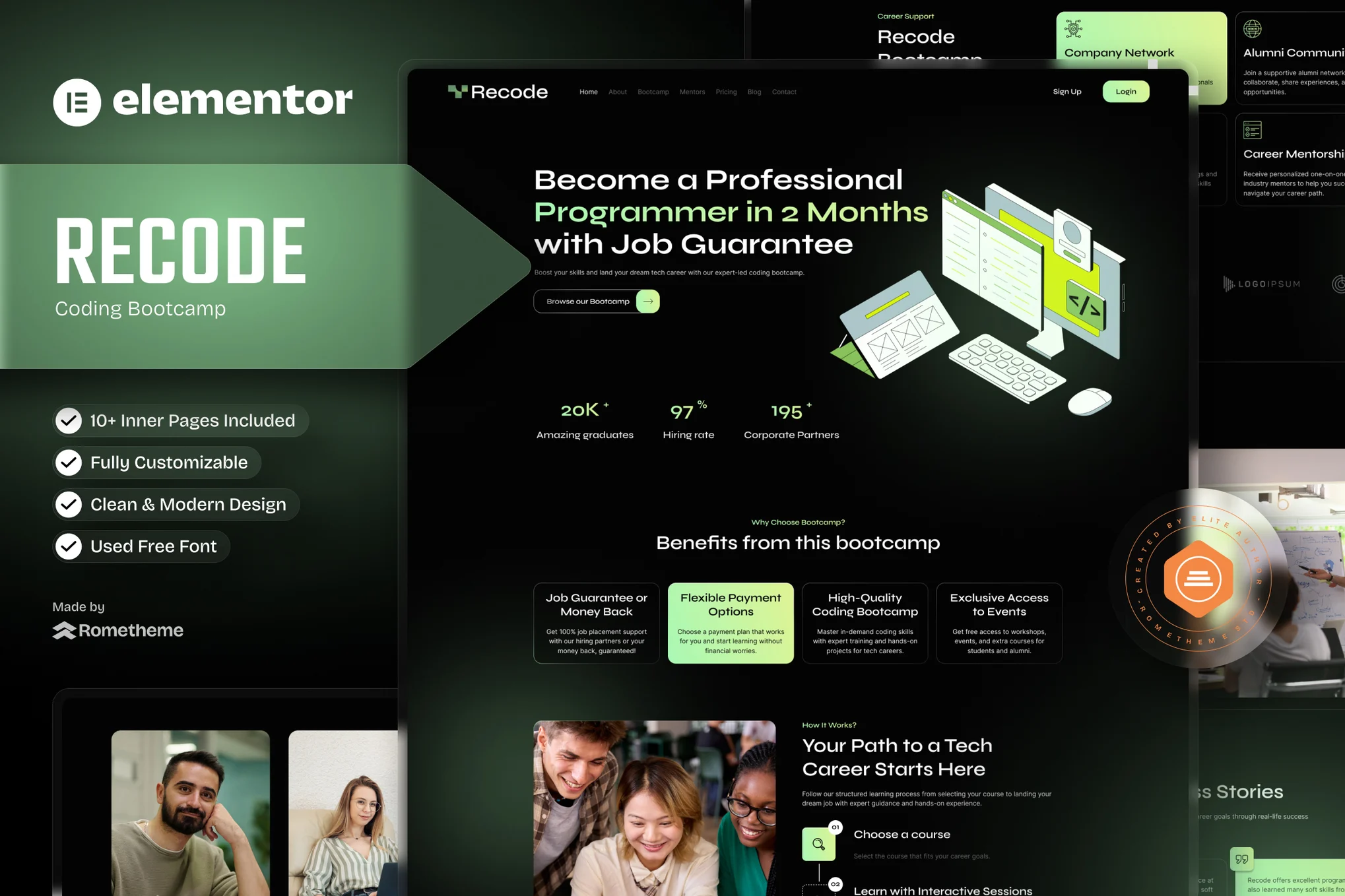 Recode – 编码训练营 Elementor 模板套件