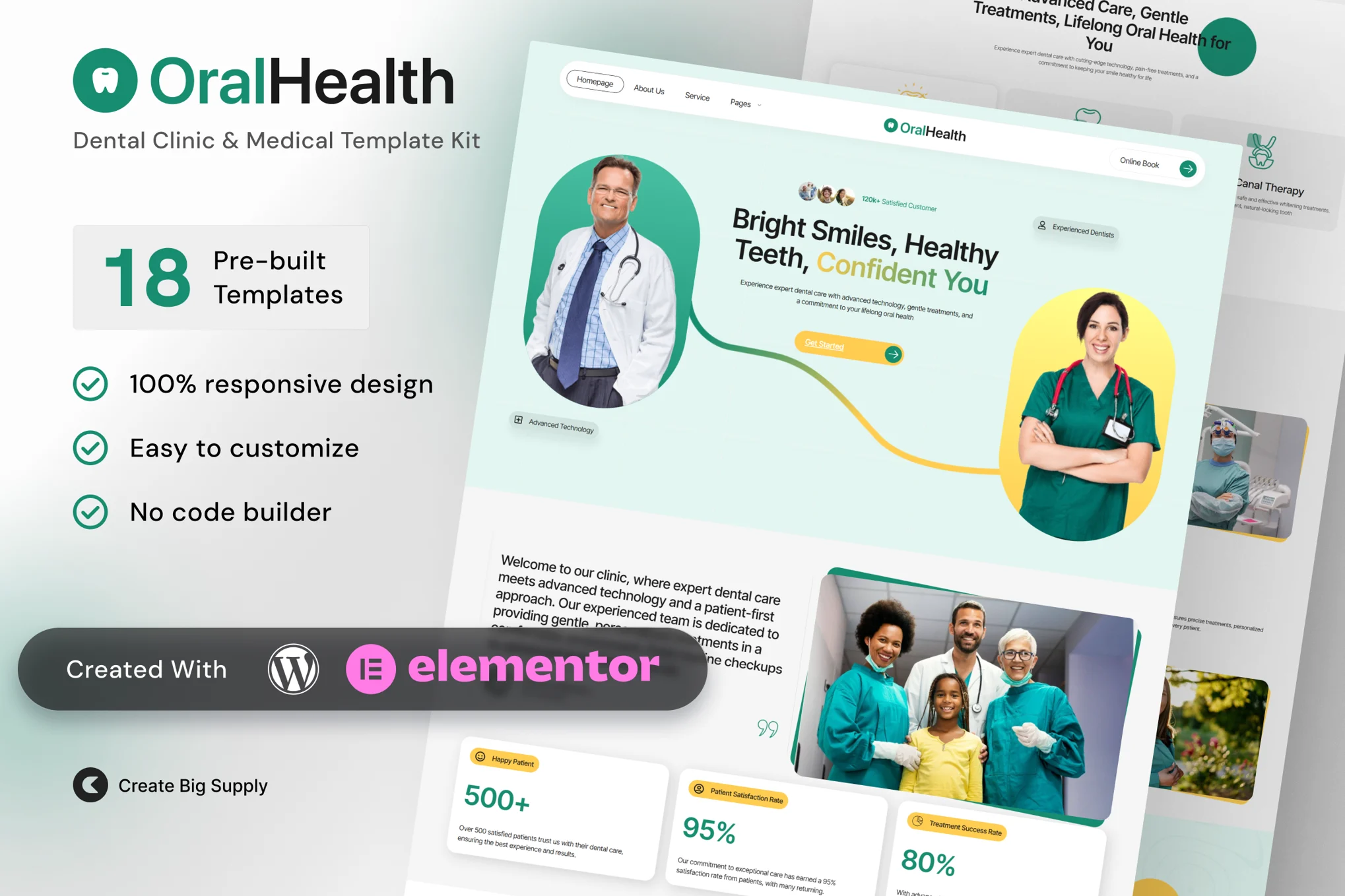 OralHealth-牙科诊所和医疗 Elementor 模板套件
